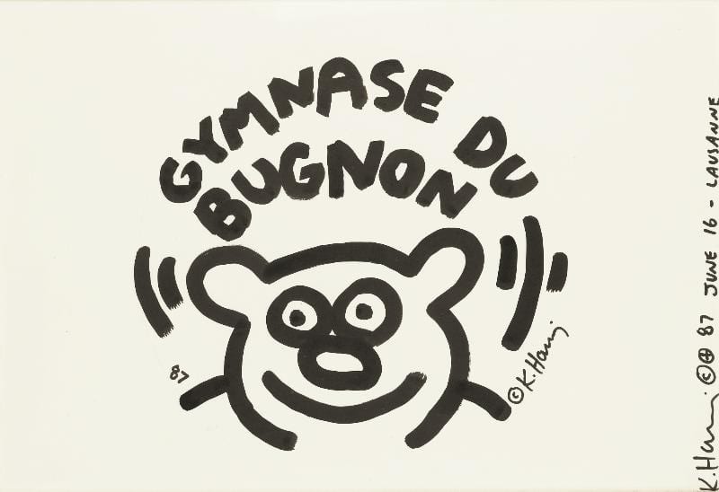 Die Zeichnung „Gymnase du Bugnon“, signiert und datiert Lausanne, 16. Juni 1987.