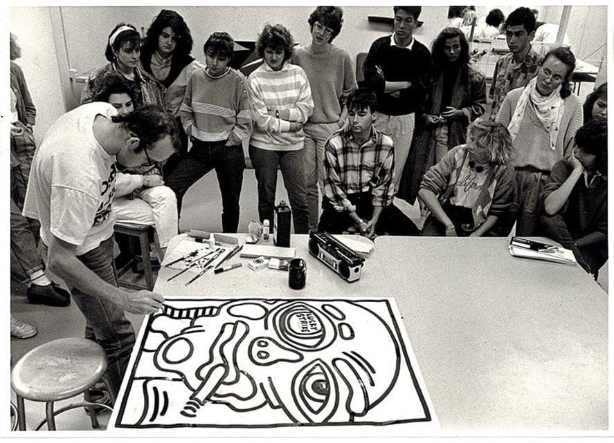 Keith Haring im Gymnase du Bugnon, 1987.