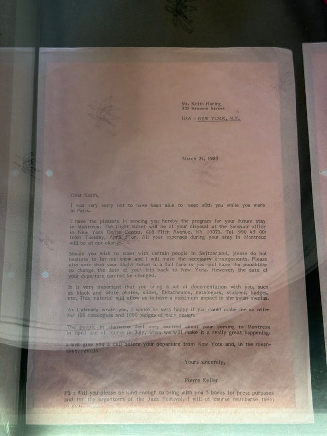 Der Brief von Pierre Keller an Keith Haring, 24. März 1983.